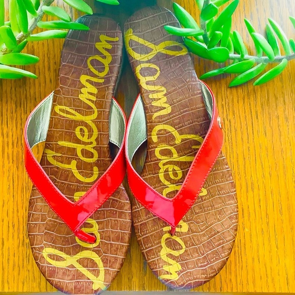 Sam Edelman Tanya Cherry Red Sandal Cork wedge 9.5 - Picture 2 of 7